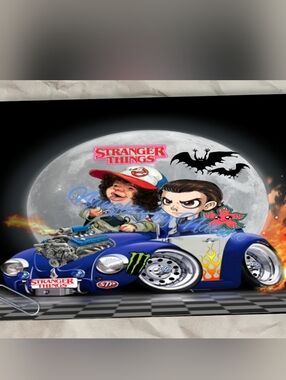 Stranger Things Metal Tin Poster 6x8 Racing Buggy With Moon Background